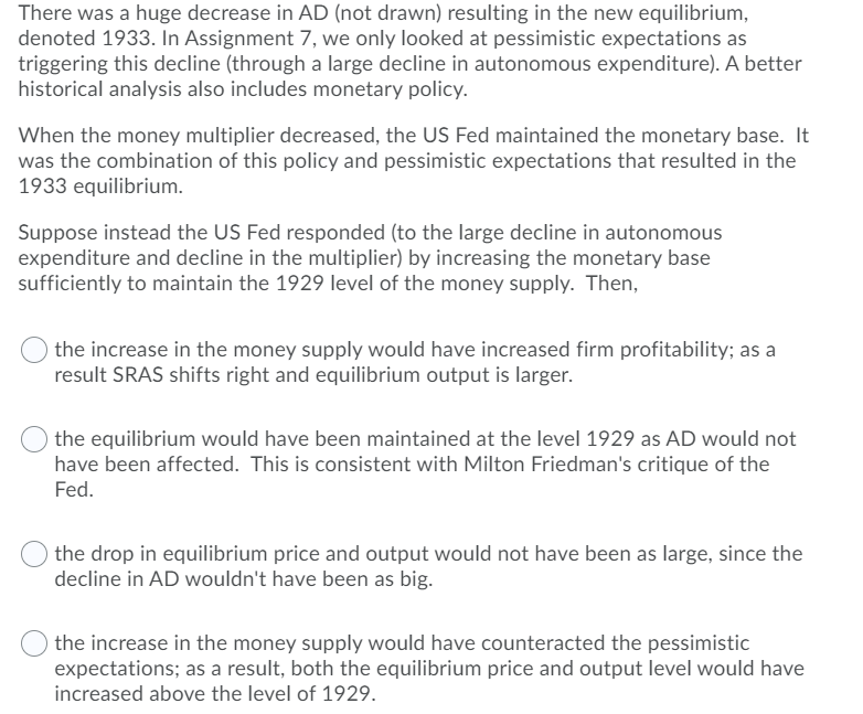 Solved There was a huge decrease in AD (not drawn) resulting | Chegg.com