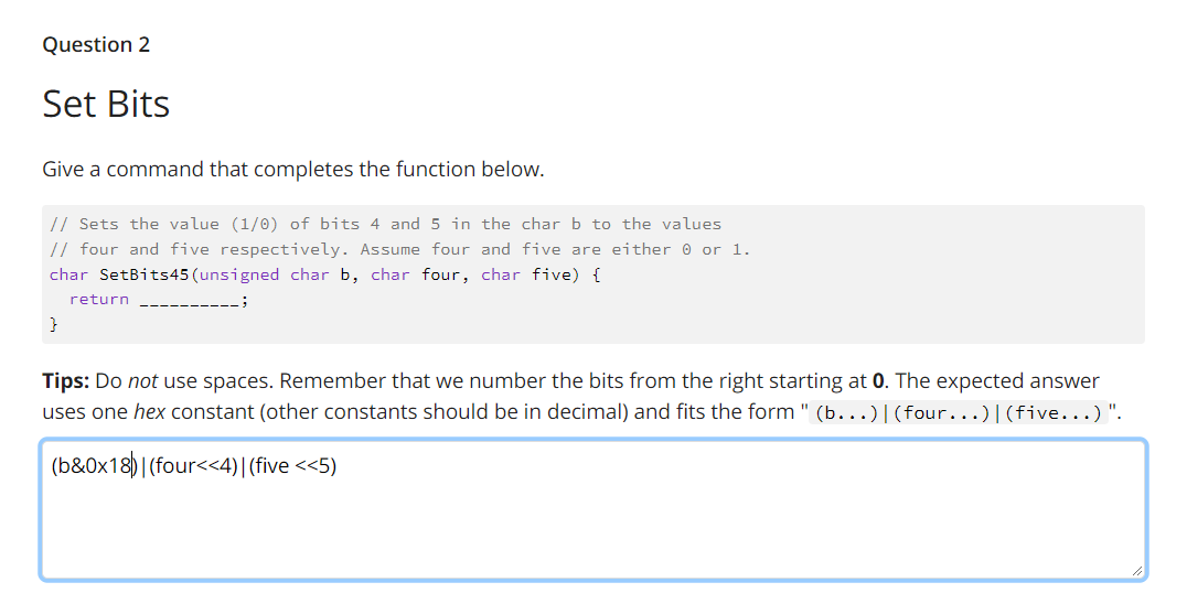 Solved Give A Command That Completes The Function Below. // | Chegg.com