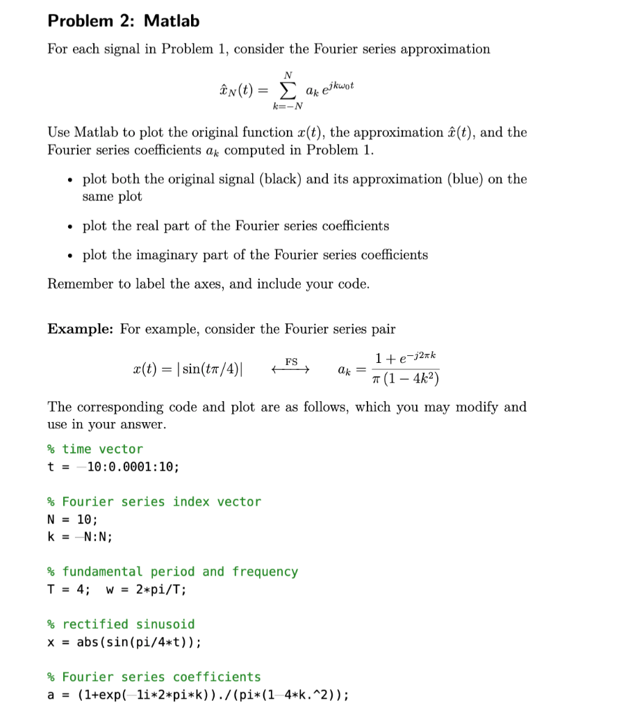 Solved Problem 1: Computing the Fourier series Determine the | Chegg.com