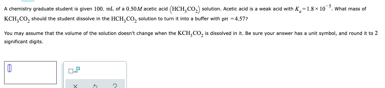 Solved A chemistry graduate student is given 100. mL of a | Chegg.com