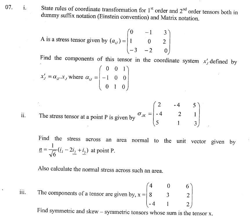 07. i. State rules of coordinate transformation for | Chegg.com