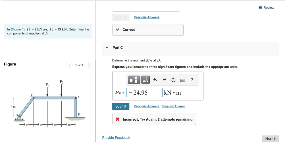 Solved In (Figure 1), P1=8kN and P2=13kN. Determine the | Chegg.com