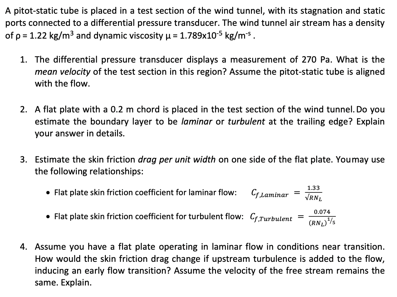 Solved A pitot-static tube is placed in a test section of | Chegg.com