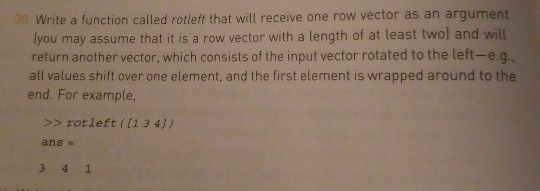 Solved Write a function called rotleft that will receive one | Chegg.com