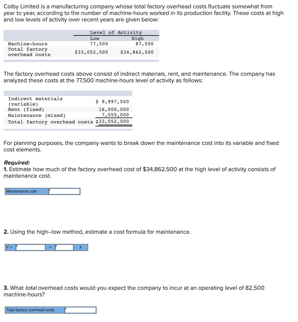 solved-colby-limited-is-a-manufacturing-company-whose-total-chegg