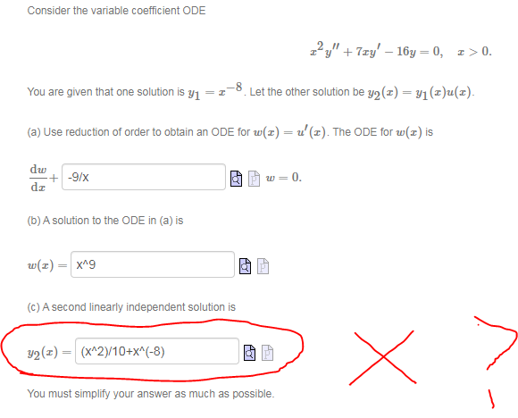 Solved Consider The Variable Coefficient ODE | Chegg.com