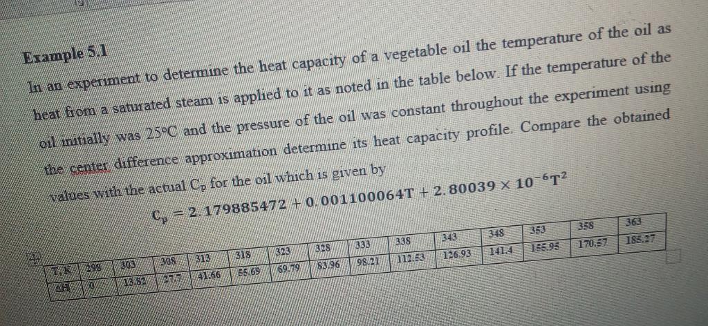 specific heat capacity vegetable oil experiment