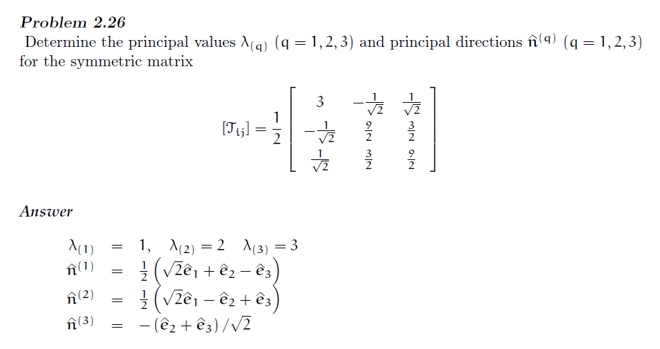 Solved Problem 2.26 Determine the principal values 1(q) | Chegg.com