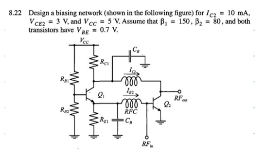 8.22 Design a biasing network (shown in the following | Chegg.com