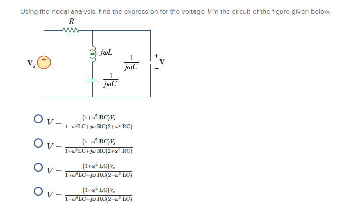 Solved Using The Nodal Analysis Find The Expression For Chegg Com