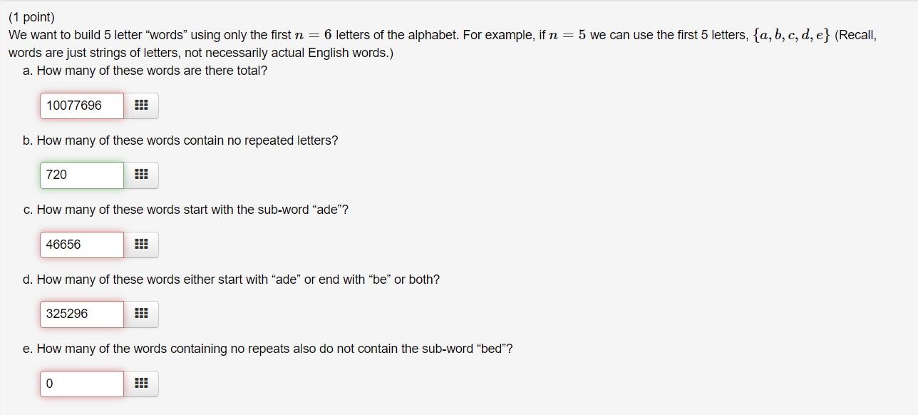 Solved 1 Point We Want To Build 5 Letter words Using Chegg