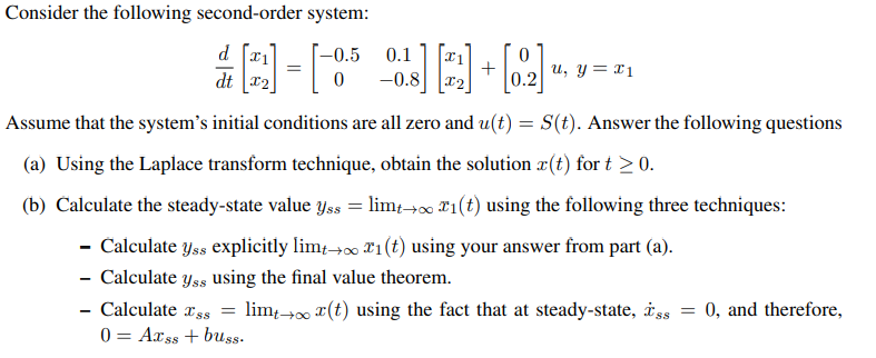 Solved Consider the following second-order system: | Chegg.com