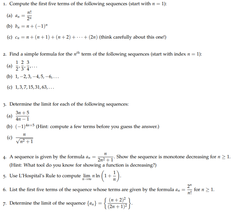 Solved Compute The First Five Terms Of The Following | Chegg.com