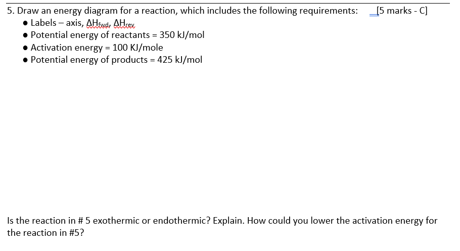 solved-5-marks-c-5-draw-an-energy-diagram-for-a-reaction-chegg