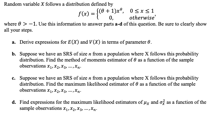 Solved Random Variable X Follows A Distribution Defined B Chegg Com