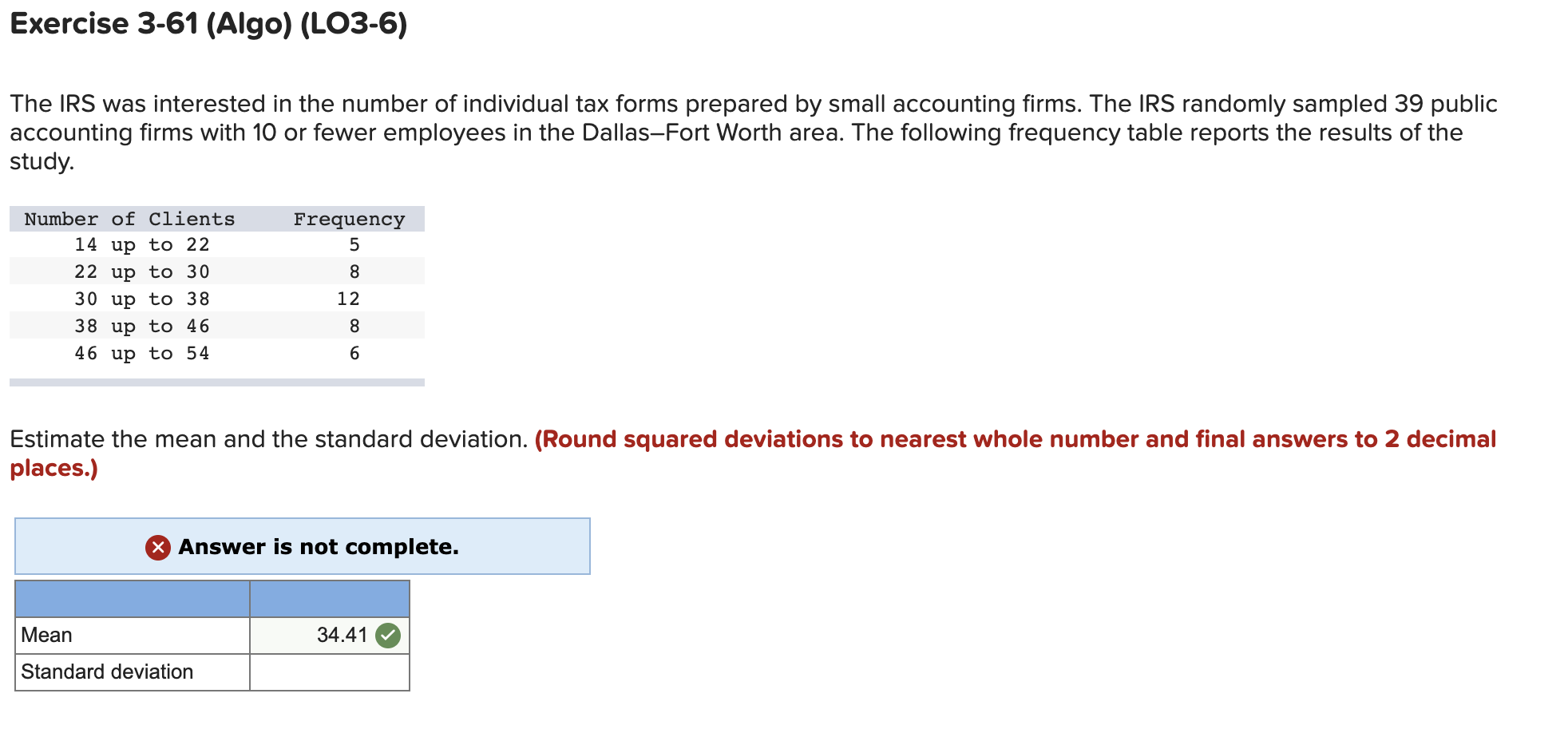 Solved The Irs Was Interested In The Number Of Individual