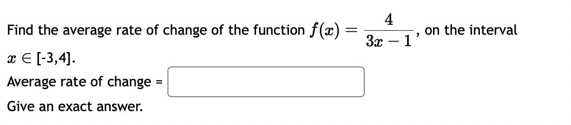 find the average rate of change on the interval 1 4