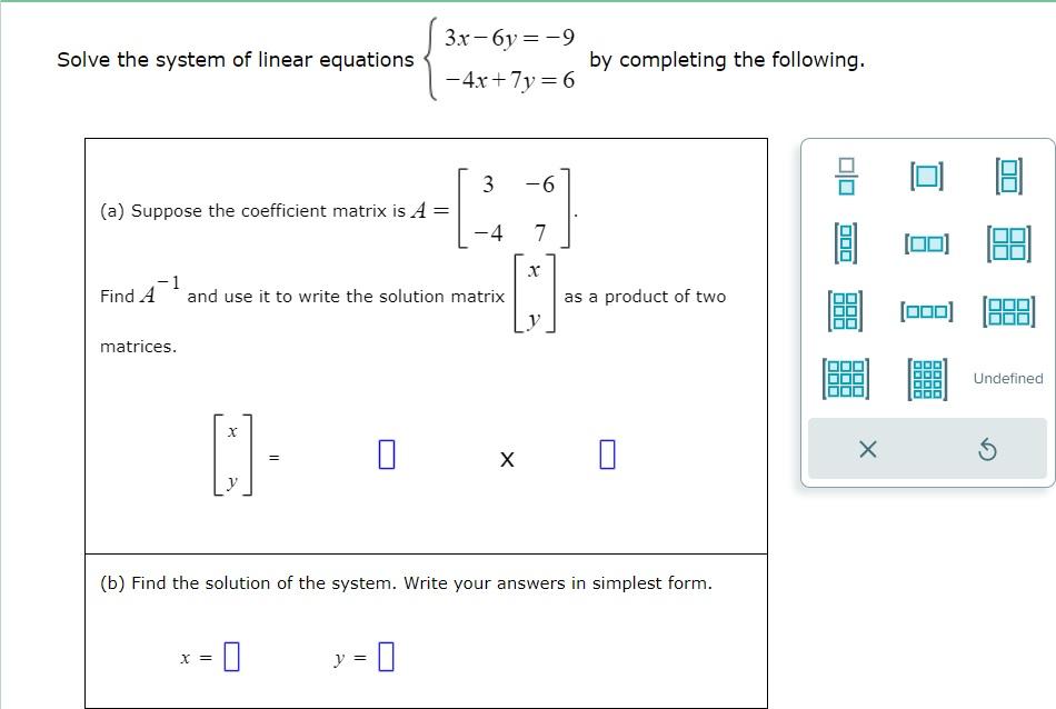 Solved Solve the system of linear equations | Chegg.com