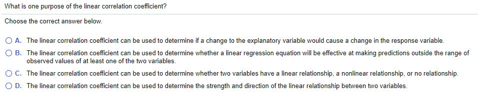 Solved What is one purpose of the linear correlation | Chegg.com