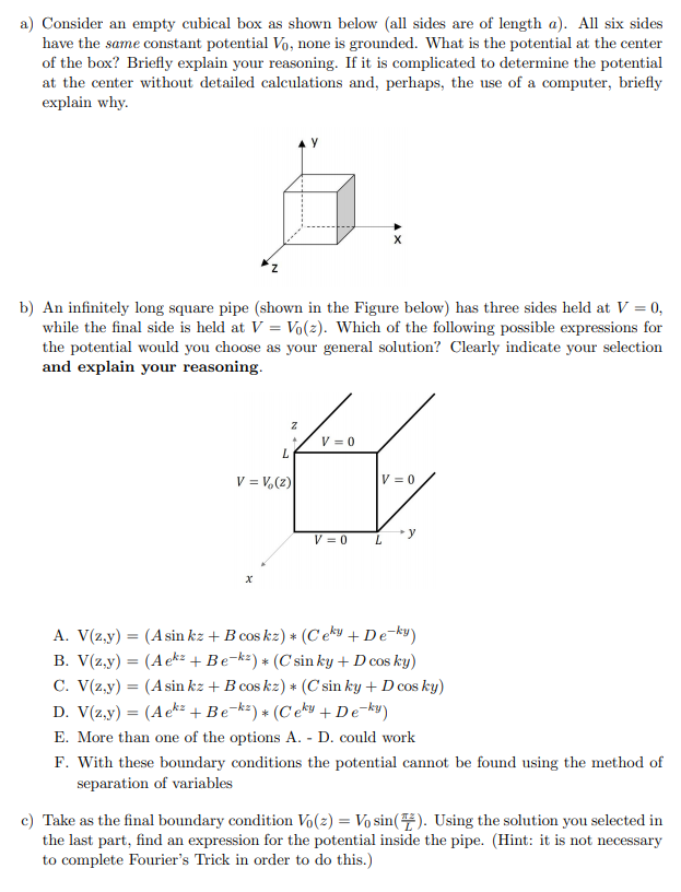 Solved A Consider An Empty Cubical Box As Shown Below A Chegg Com