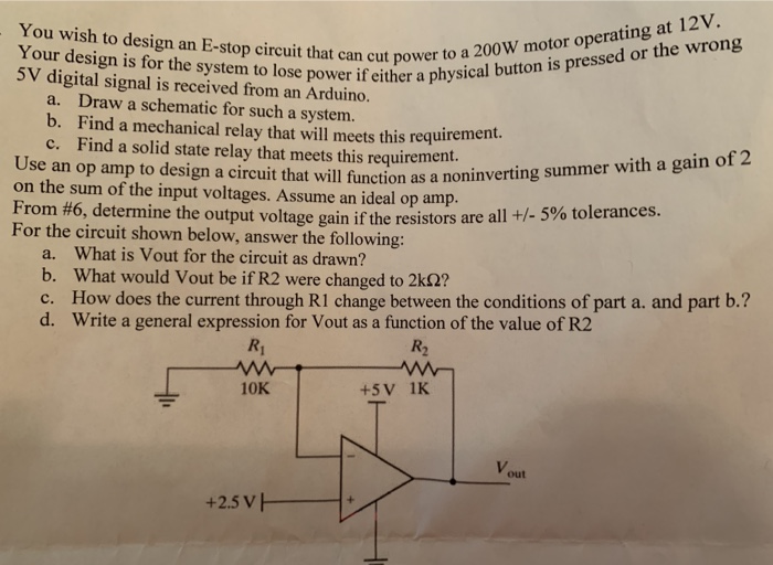 Solved You wish to design an E-stop circuit that can cut | Chegg.com