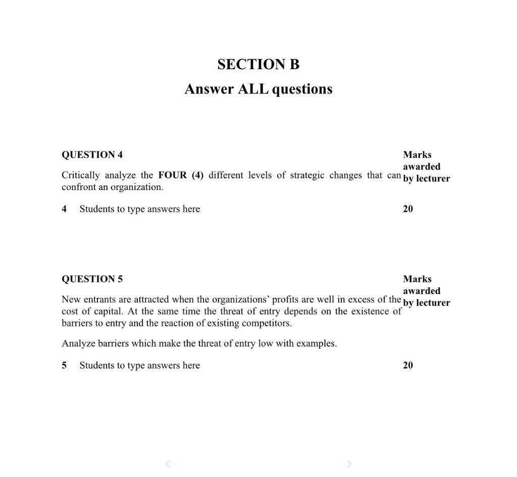 Solved SECTION B Answer ALL Questions QUESTION 4 Marks | Chegg.com