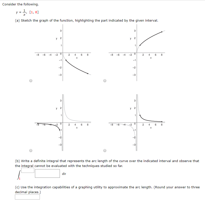 Consider The Following Y 1 8 A Sketch The Chegg Com