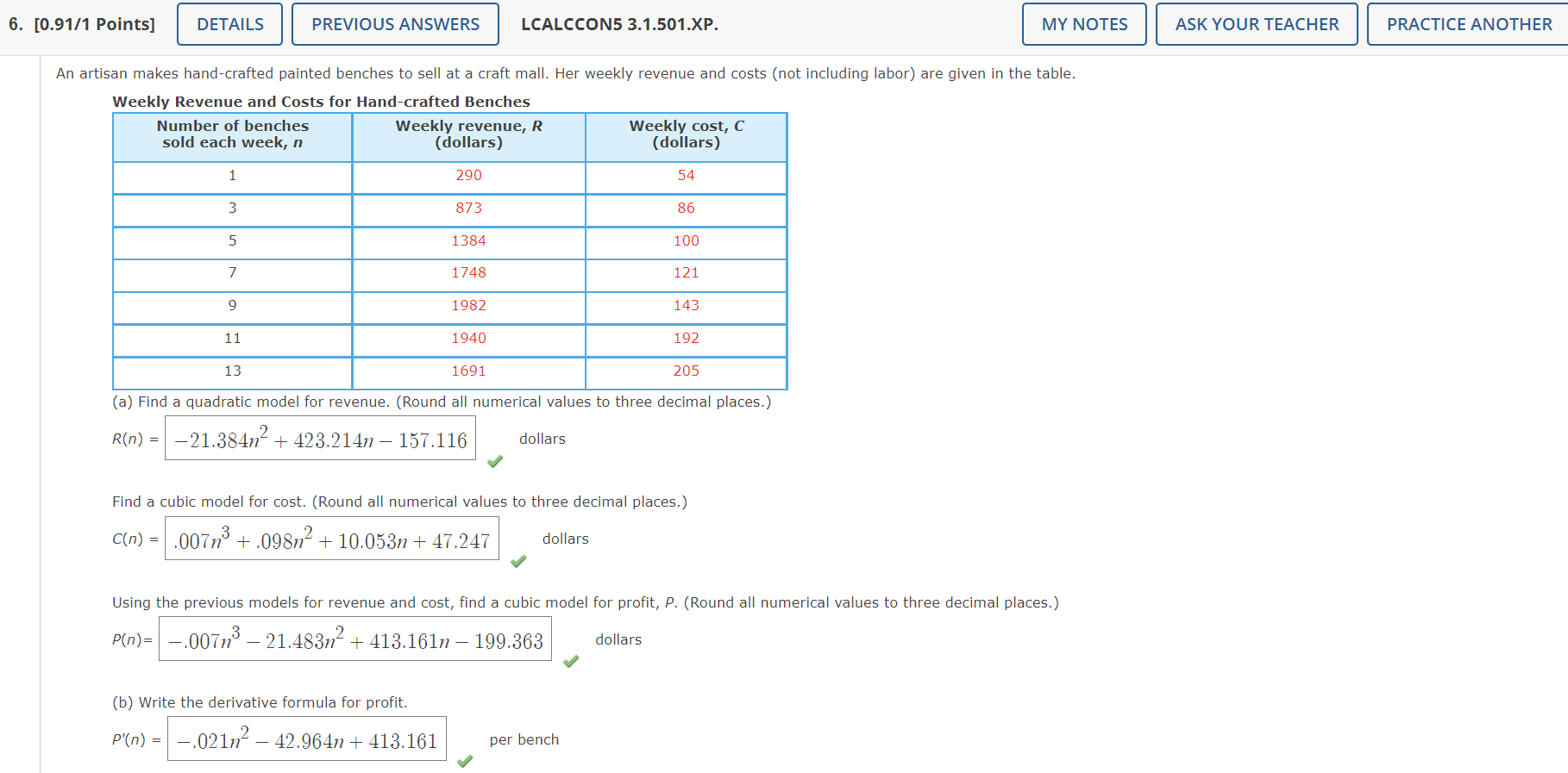 Solved 6. [0.91 1 Points] Details Previous Answers Lcalccon5 