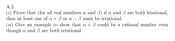 Solved A. 2 . (i) Prove That (for All Real Numbers α And β ) 