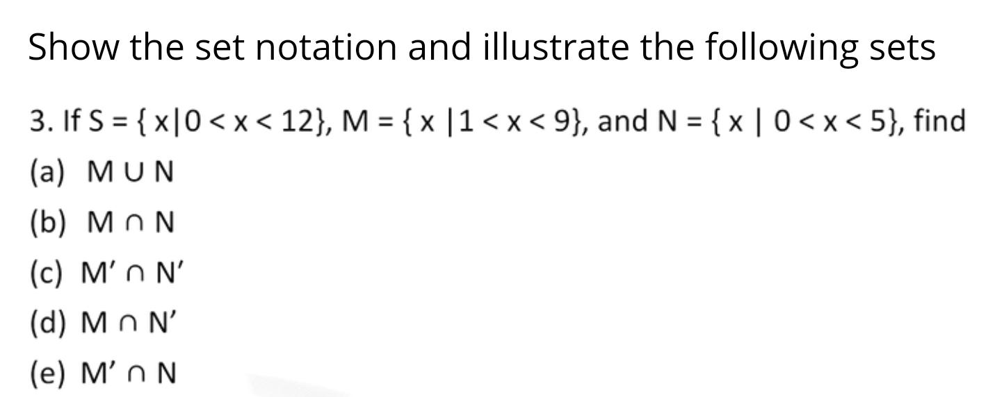 Solved Show the set notation and illustrate the following | Chegg.com