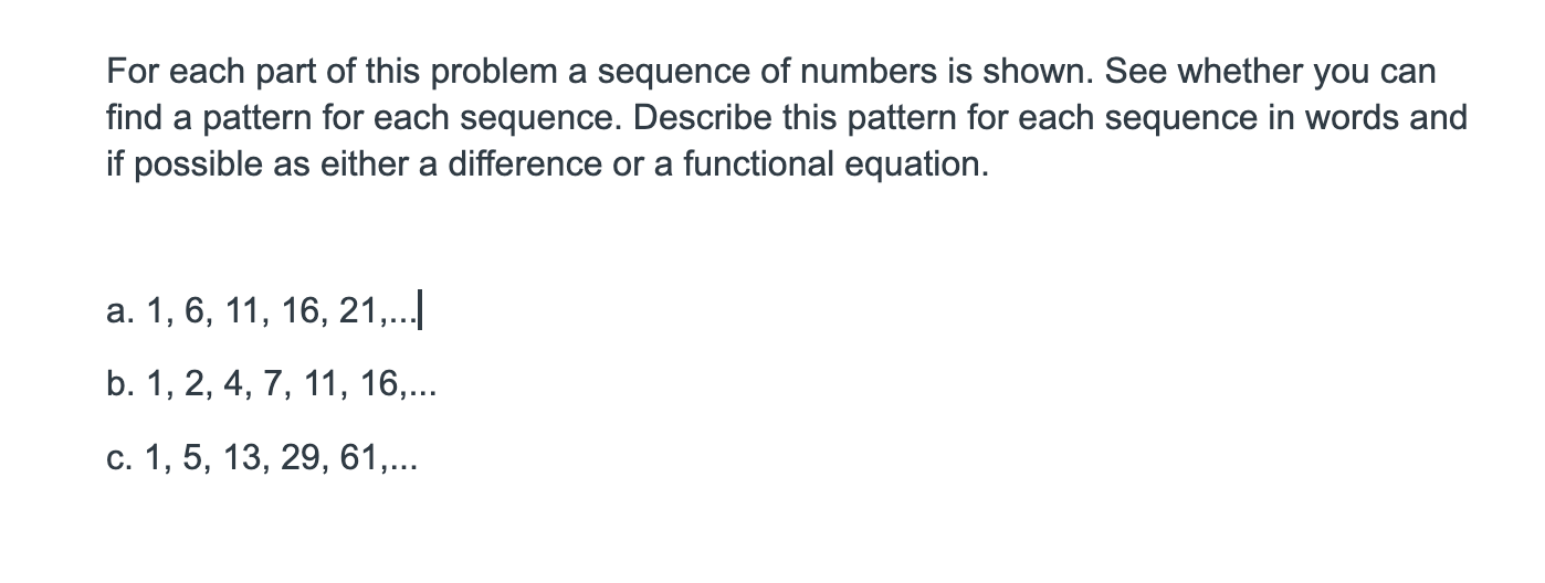 find the pattern in a sequence of numbers