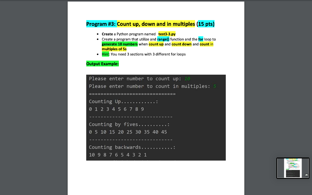 Solved Program #3: Count Up, Down And In Multiples (15 Pts) | Chegg.Com