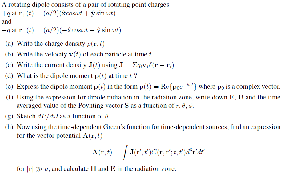 Solved Rotating dipole problem. | Chegg.com