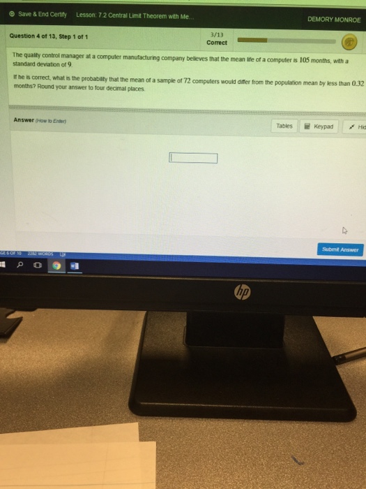 Solved The quality control manager at a computer