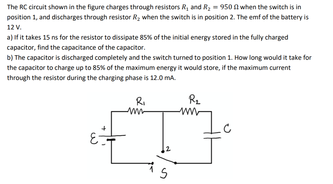 Solved The RC circuit shown in the figure charges through | Chegg.com