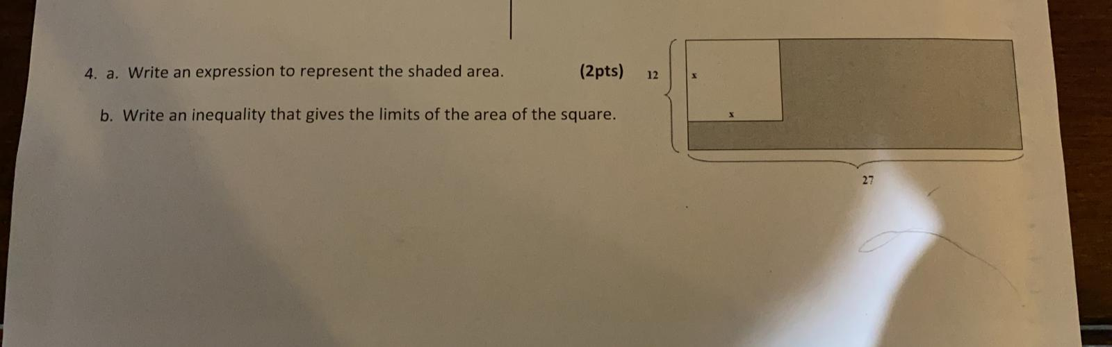 Solved 4. a. Write an expression to represent the shaded | Chegg.com