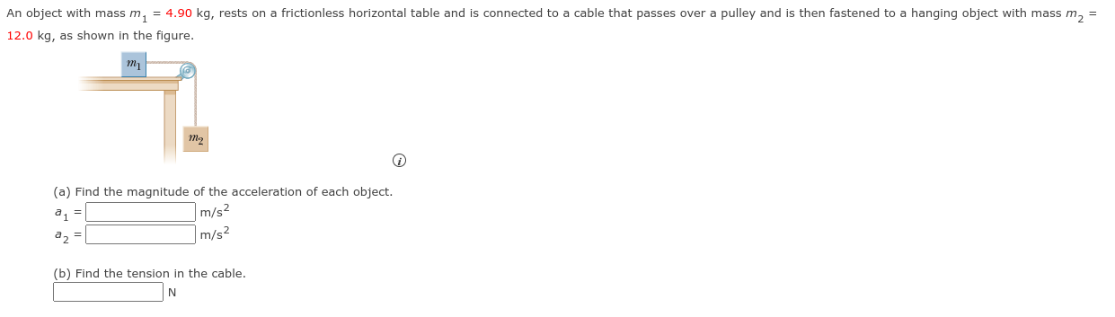 Solved In object with mass m1=4.90 kg, rests on a | Chegg.com
