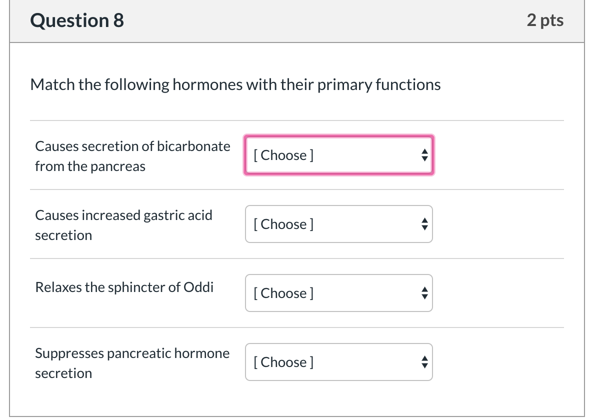 Solved Question 8 2 pts Match the following hormones with | Chegg.com