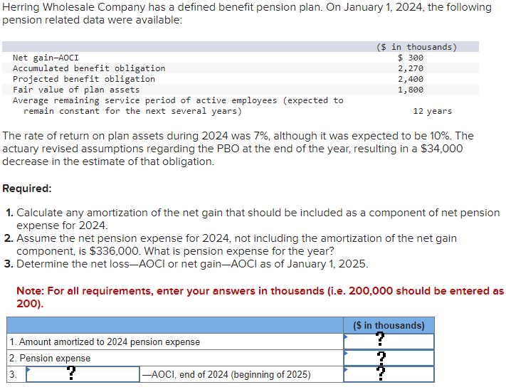 Solved Herring Wholesale Company has a defined benefit