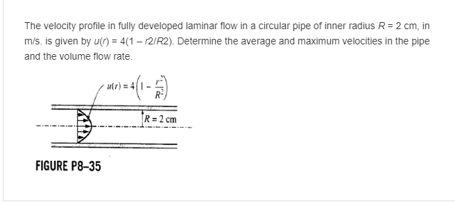 Solved The Velocity Profile In Fully Developed Laminar Flow | Chegg.com