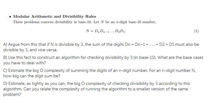 Solved Modular Arithmetic and Divisibility Rules These | Chegg.com