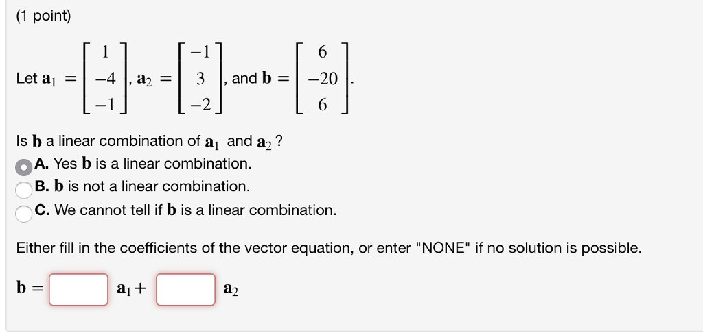 solved-1-point-1-6-let-a-43-and-b-20-is-b-a-linear-chegg