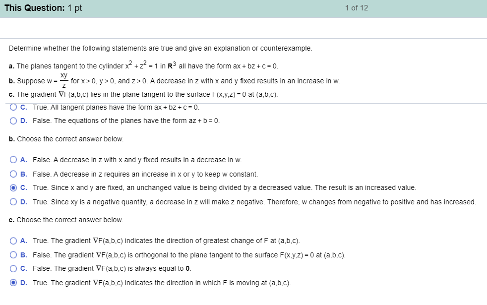 Solved This Question: 1 Pt 1 Of 12 Determine Whether The | Chegg.com