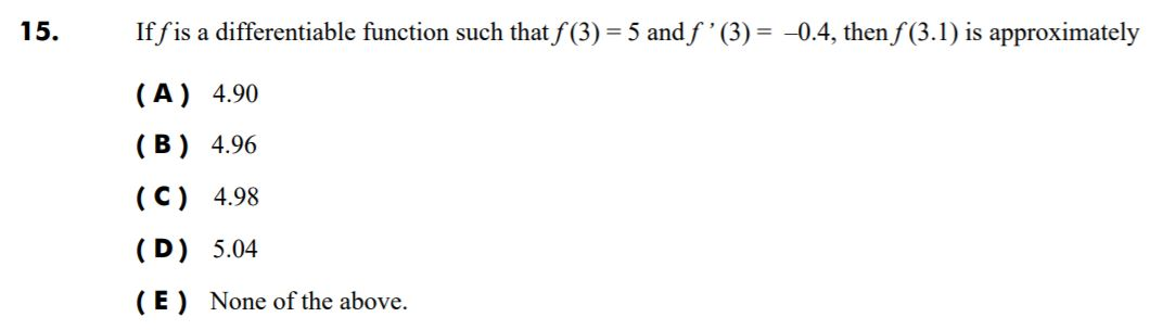 Solved 15. Iff is a differentiable function such that f(3) = | Chegg.com