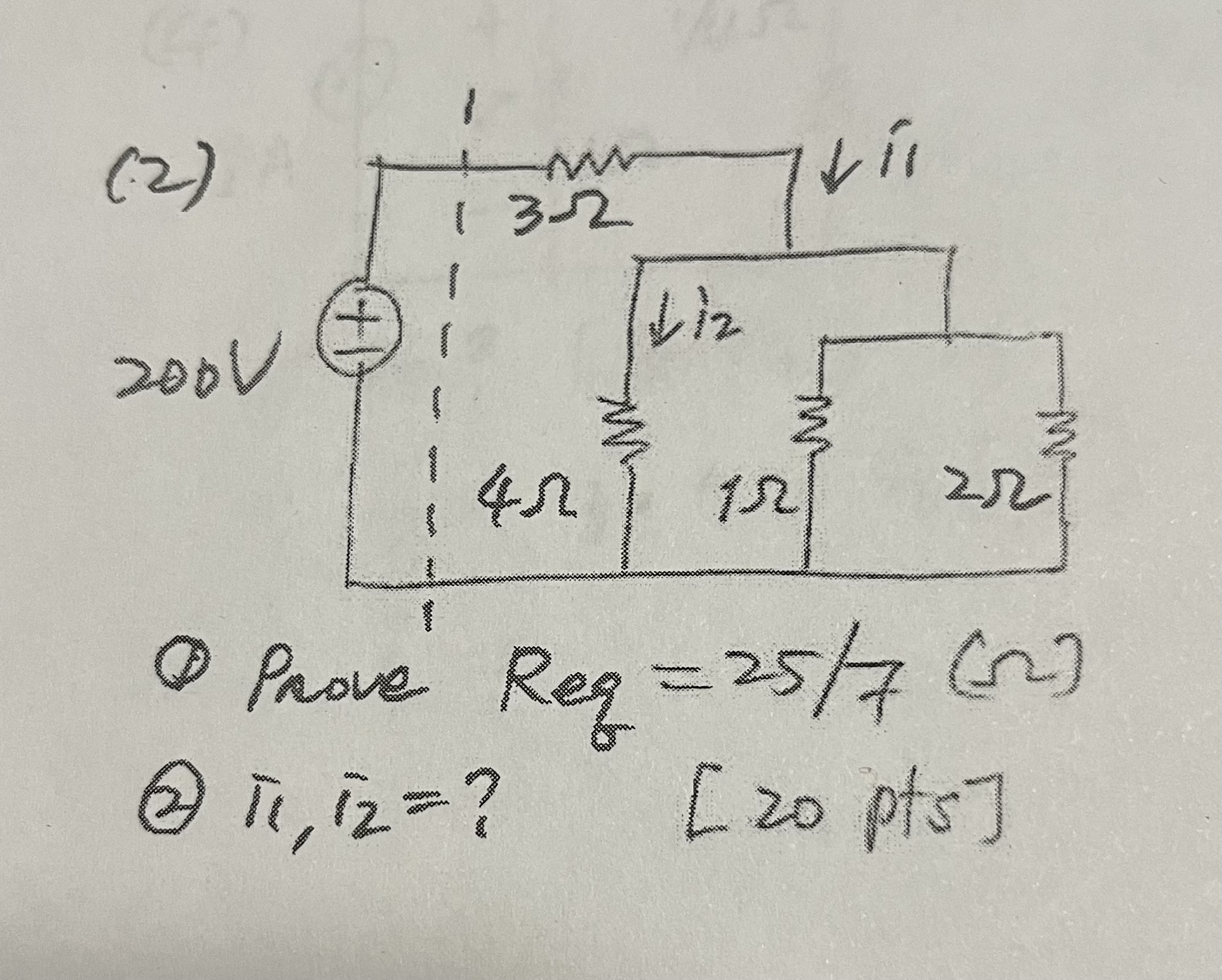 Solved (1) Prove Req =25/7(Ω) (2) π1,i2=?[20pts] | Chegg.com