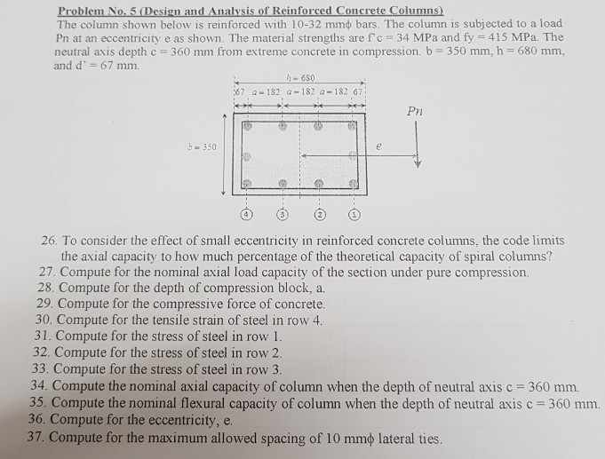 Solved Problem No.5 Design and Analysis of Reinforced | Chegg.com