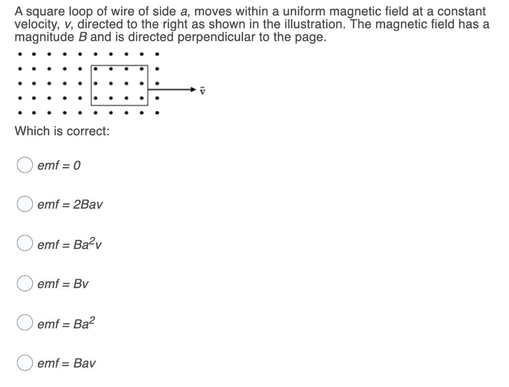 Solved A square loop of wire of side a, moves within a | Chegg.com