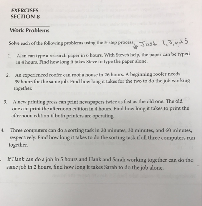 Solved EXERCISES SECTION 8 Work Problems Solve each of the | Chegg.com