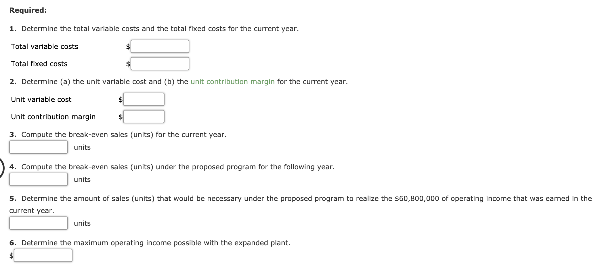 Solved Required: 1. Determine The Total Variable Costs And | Chegg.com