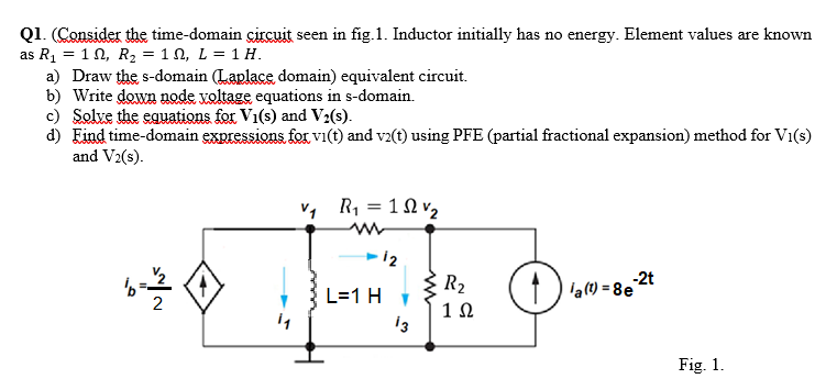 Solved Q1. (Consider the time-domain circuit seen in fig.1. | Chegg.com